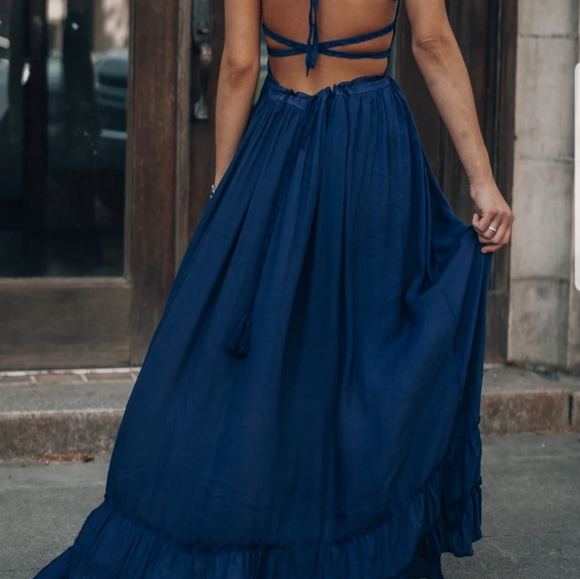 Celestial Maxi Dress Strappy Tank Boho Maxi Dress "Southern Alternative" (L) - Picture 9 of 12